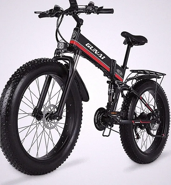 GUNAI Fatbike e-bike 26 Zoll Fully gefedert hydraulische Bremsen FALTBAR 1000W