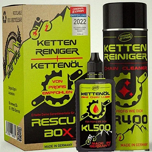 Original Syprin Bike Line Rescue Box Chain Cleaner KR400 + Chain Lube KL500