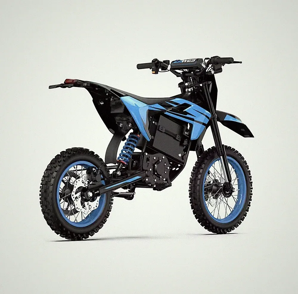 ZAWES S3 E-Bike Cross 5000W 60V Laufräder 14/12 schwarz/blau Federung komplett 40 km/h